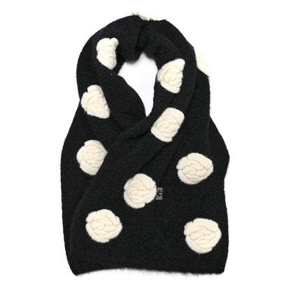 Chanel Mohair Wool Camellia CC Scarf Black White 1 of 5