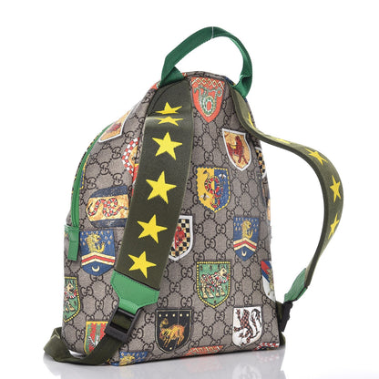 Gucci GG Supreme Monogram Children's Crests Backpack Green 3 of 9
