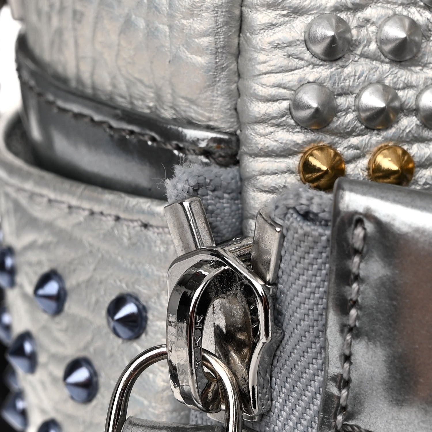 MCM Visetos Medium Studded Stark Cyber Flash Backpack Silver 15 of 16