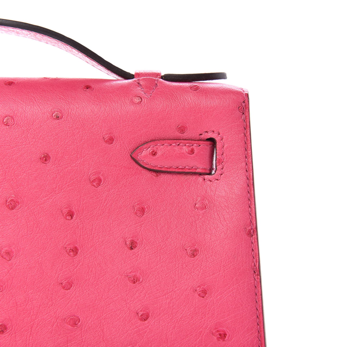 Ostrich Kelly Pochette Clutch Rose Tyrien