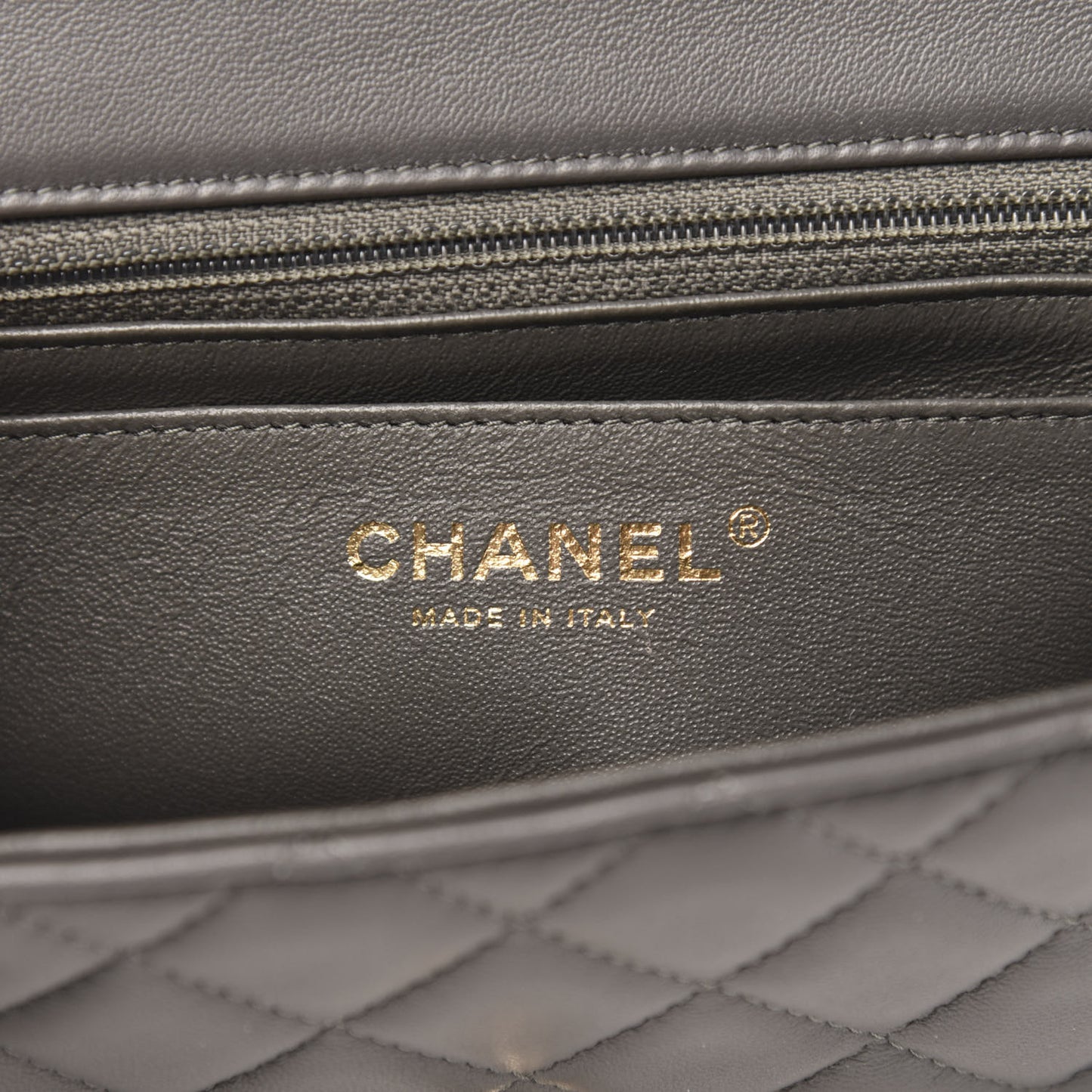 Lambskin Quilted Mini Rectangular Flap Grey