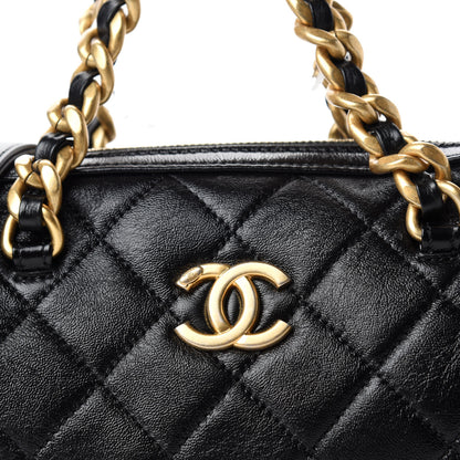 Chanel Shiny Lambskin Quilted Small Fashion Therapy Bowling Bag Black 10 of 10