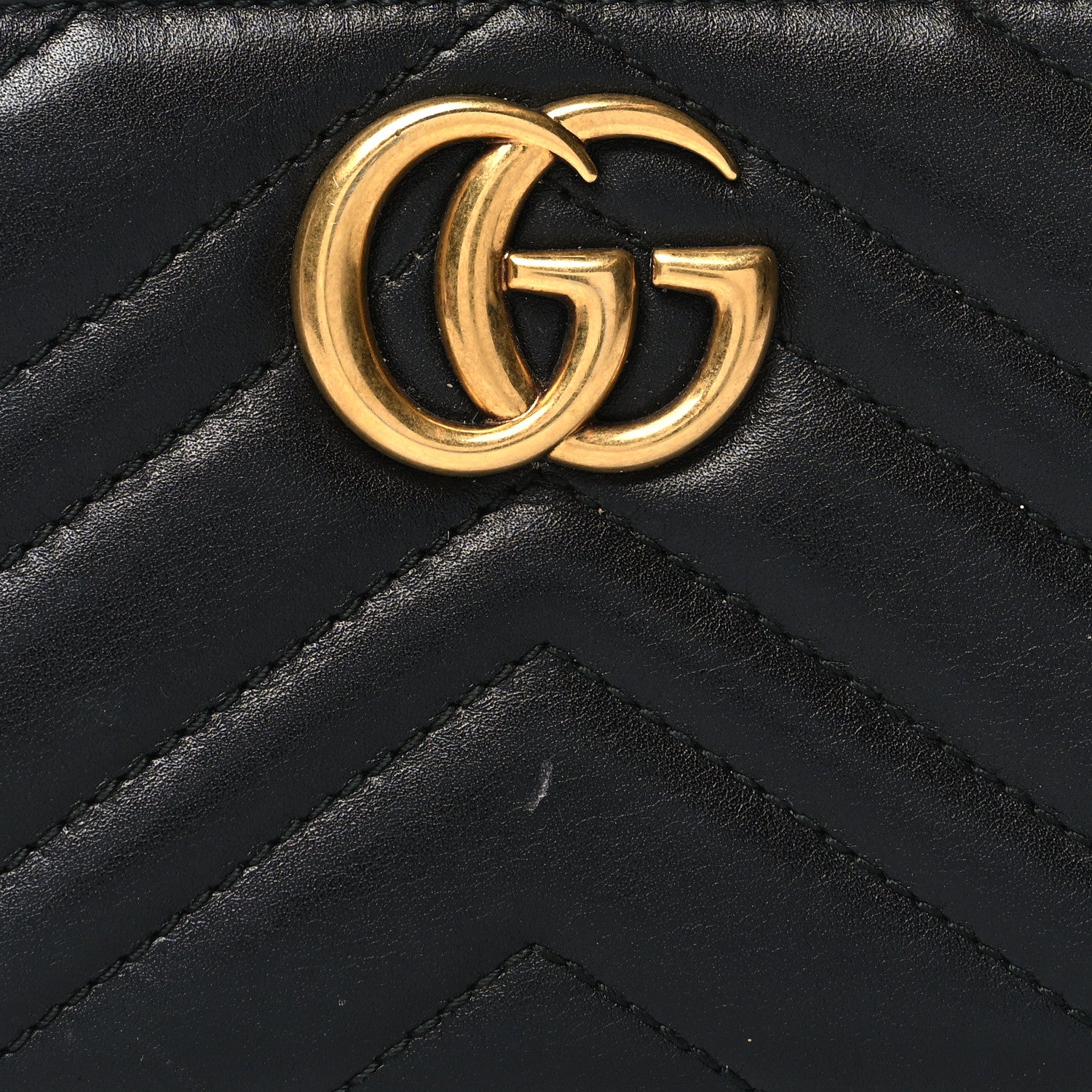 Gucci Calfskin Matelasse GG Marmont Zip Around Wallet Black 7 of 11