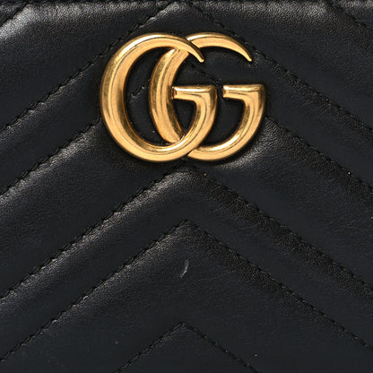 Gucci Calfskin Matelasse GG Marmont Zip Around Wallet Black 7 of 11