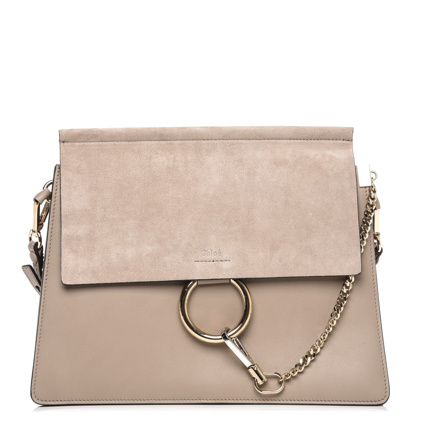 Calfskin Suede Medium Faye Shoulder Bag Motty Grey