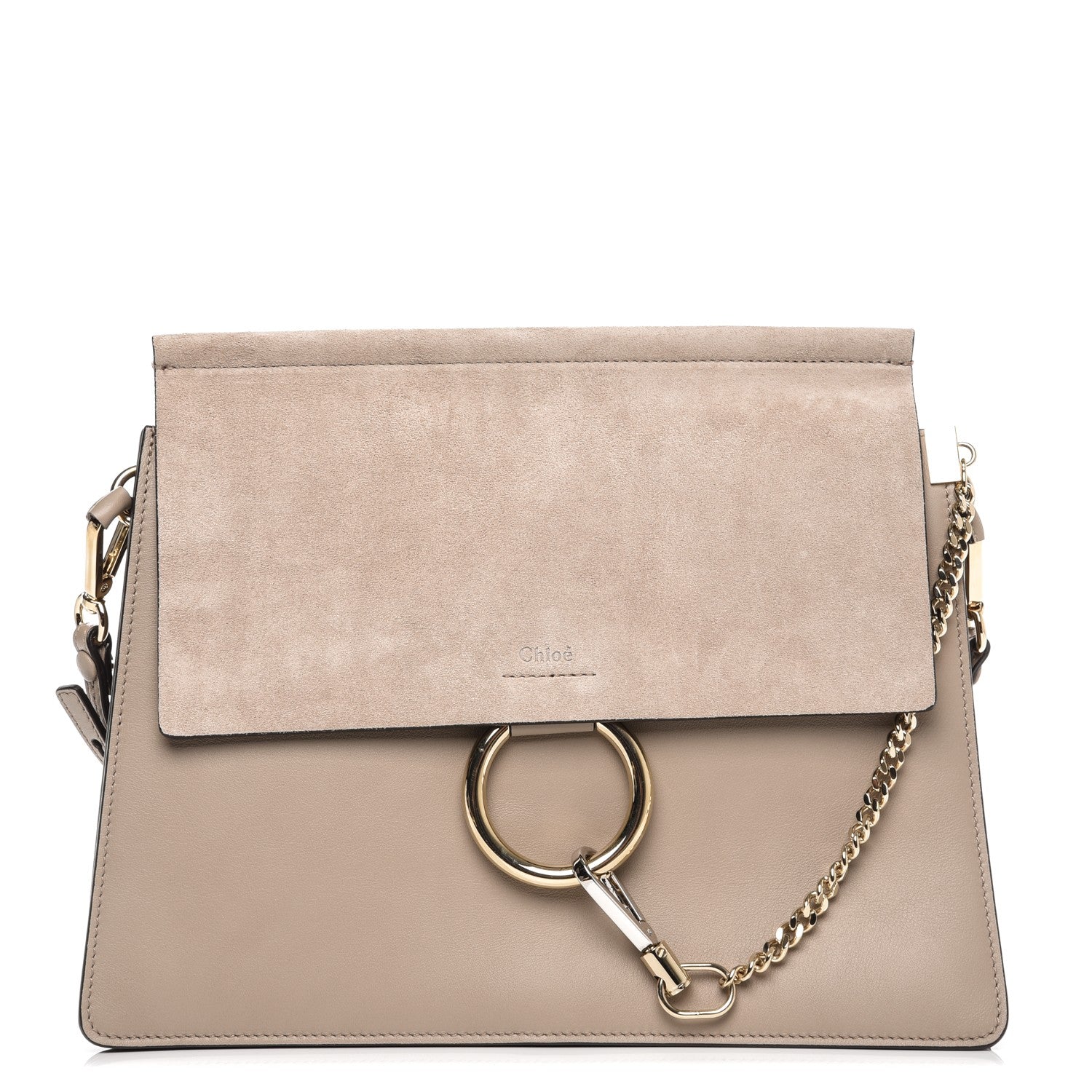 Chloe Calfskin Suede Medium Faye Shoulder Bag Motty Grey 1 of 6