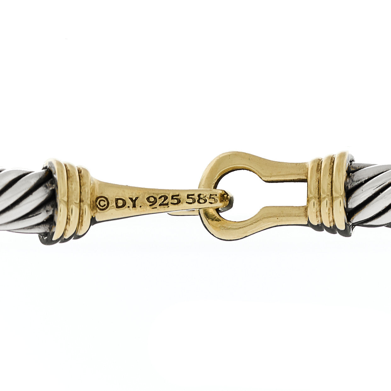 David Yurman Sterling Silver 14K Yellow Gold 5mm Cable Buckle Bracelet 3 of 3