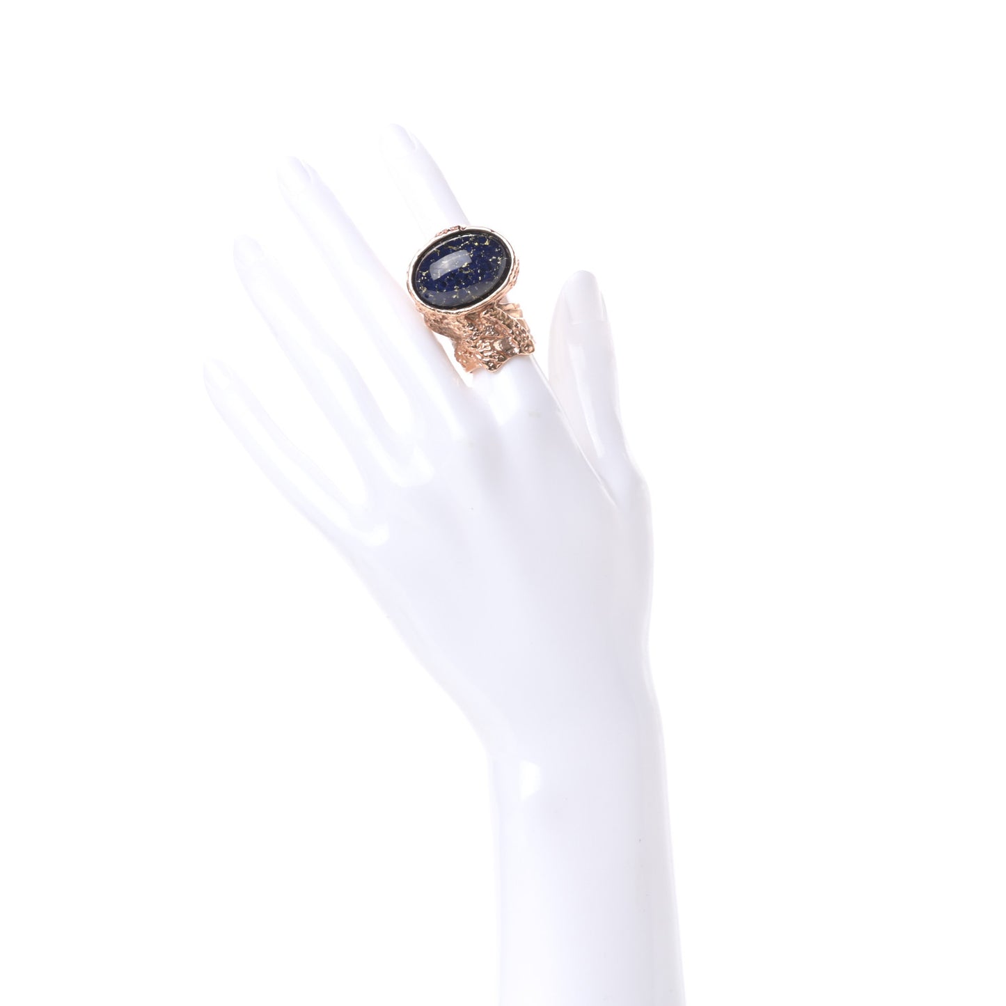 Glass Cabochon Arty Ovale Ring 5 Rose Gold Lapis