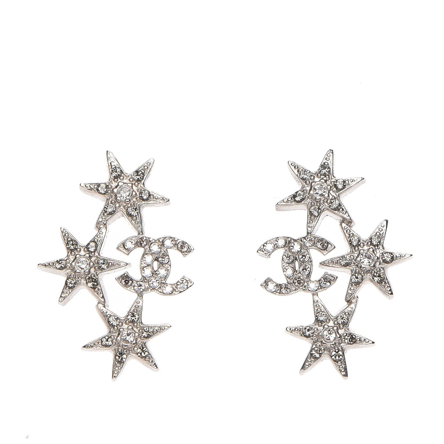 Crystal CC Star Earrings Silver