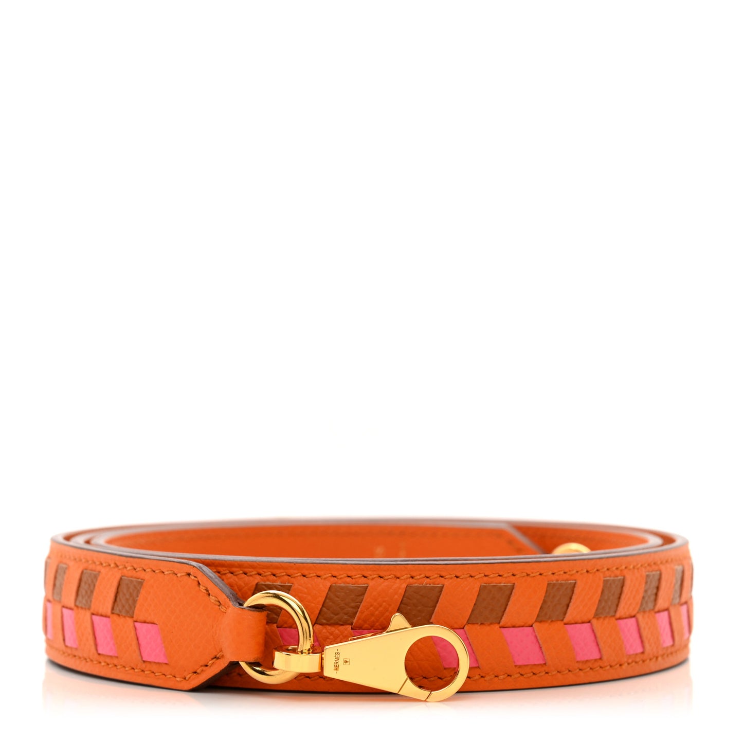 Epsom 25mm Tressage Shoulder Strap Orange Gold Rose Azalee