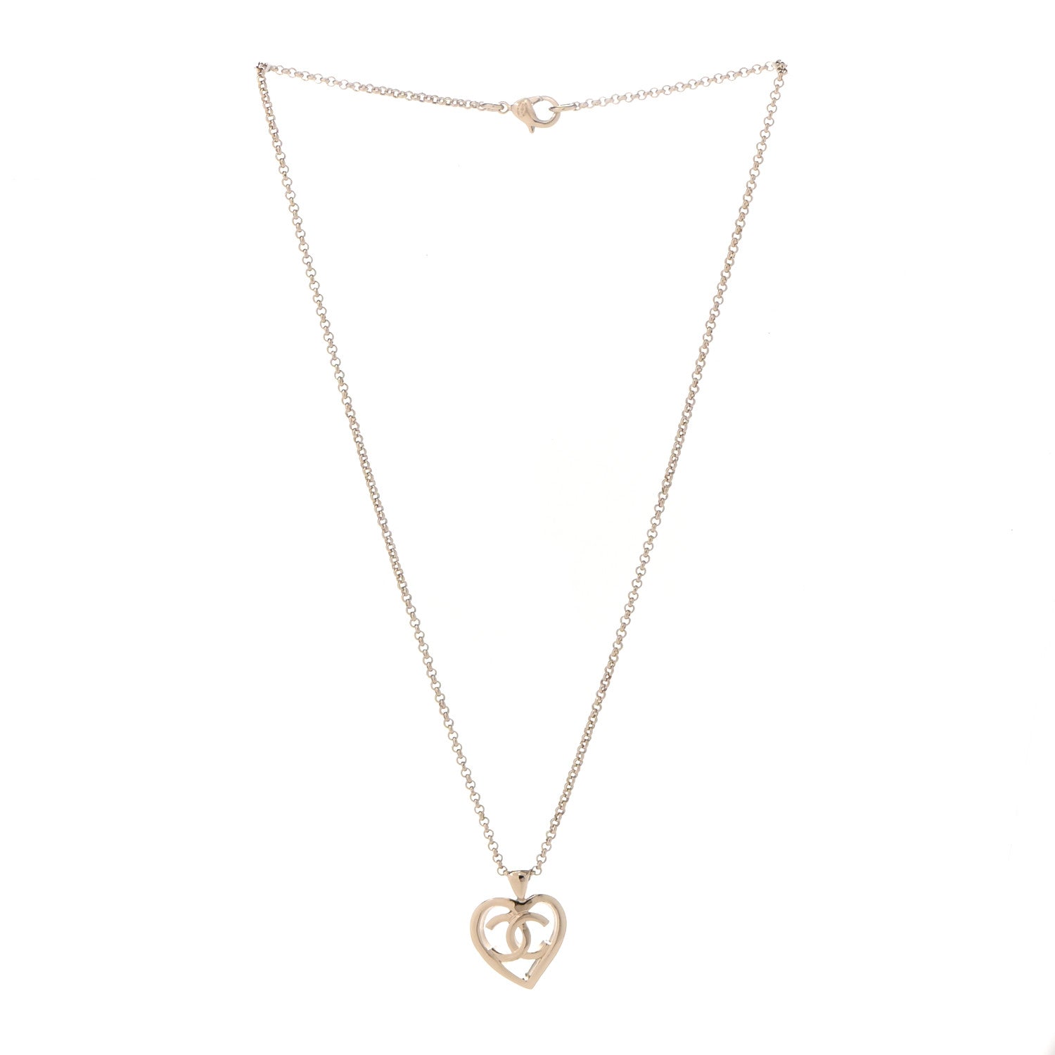 Chanel CC Heart Chain Pendant Necklace Gold 3 of 7