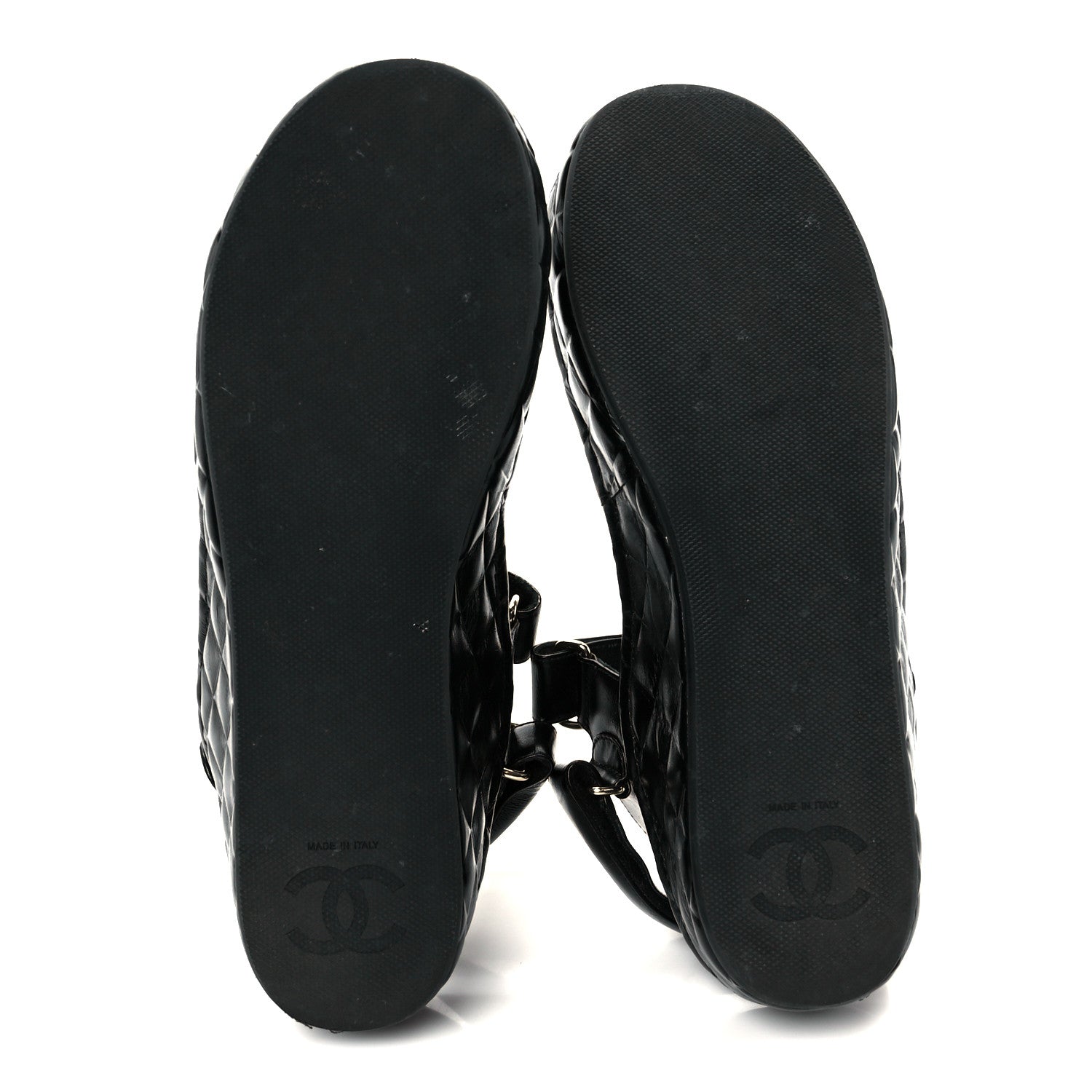 Chanel Shiny Calfskin Logo Platform Sandals 41 Black 6 of 9
