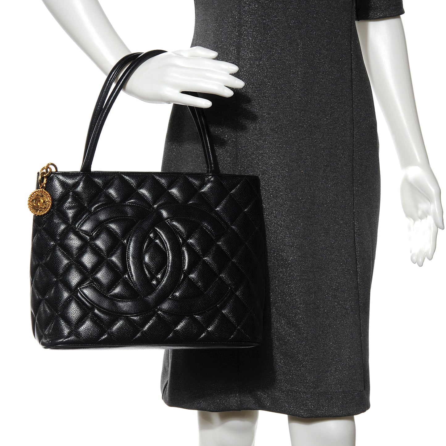 Caviar Quilted Medallion Tote Black