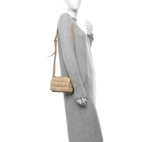 Nappa Maxi Intreccio Small Padded Cassette Crossbody Bag Porridge