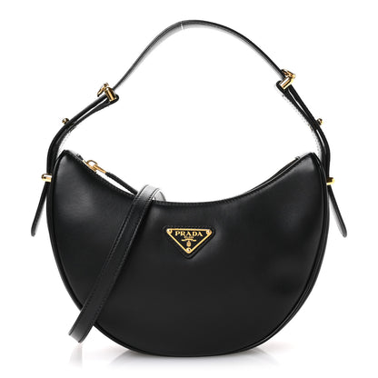 Prada Soft Calfskin Arque Shoulder Bag Black 1 of 9