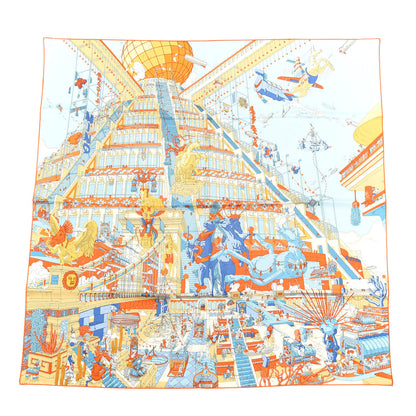 Hermes Silk La Legende Du Cheval Scarf 90 Orange Ciel Beige 1 of 5