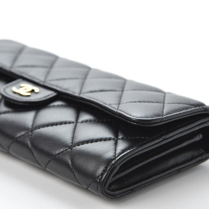 Chanel Lambskin Quilted Large Gusset Flap Wallet Black 6 of 11