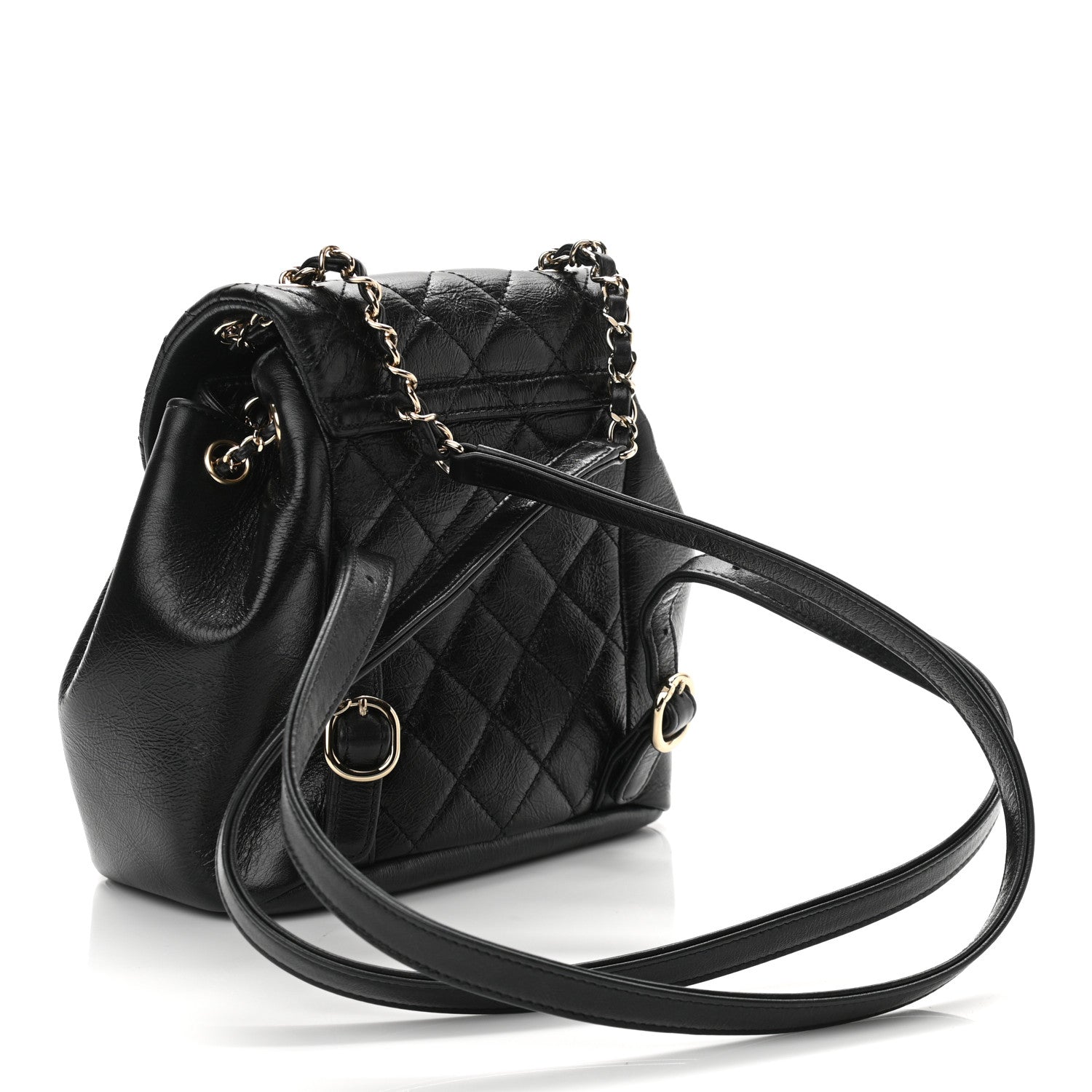 Chanel Glazed Aged Calfskin Quilted Small Duma Drawstring Backpack Black 3 of 12