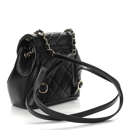 Chanel Glazed Aged Calfskin Quilted Small Duma Drawstring Backpack Black 3 of 12