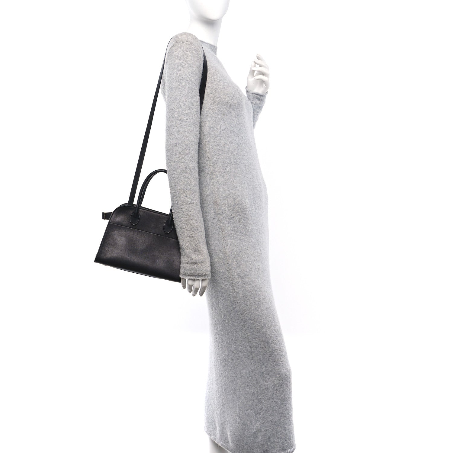 The Row Polished Saddle Calfskin Soft Margaux 10 Bag Black 2 of 13