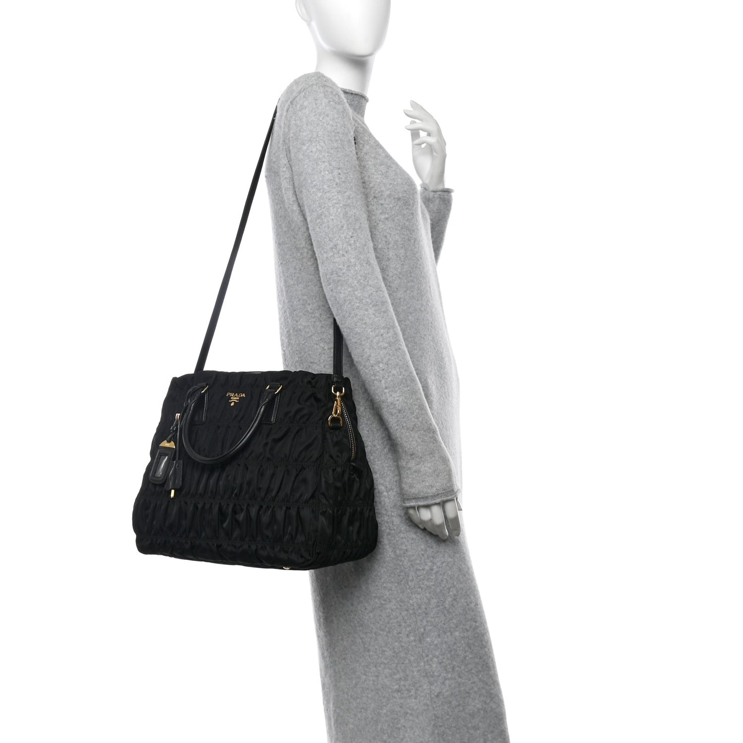 Tessuto Nylon Gaufre Tote Black