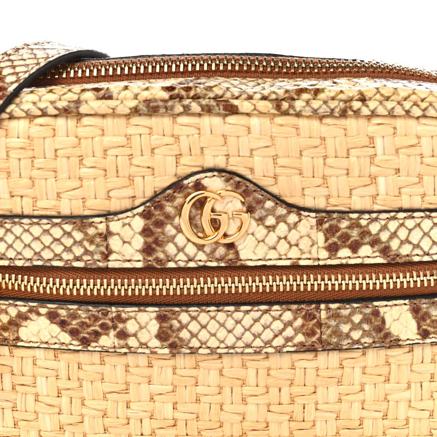 Gucci Raffia Elaphe Mini Ophidia Shoulder Bag Natural Cream Brown 8 of 10
