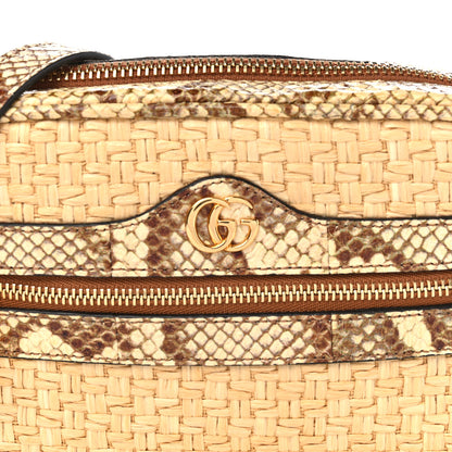 Gucci Raffia Elaphe Mini Ophidia Shoulder Bag Natural Cream Brown 8 of 10