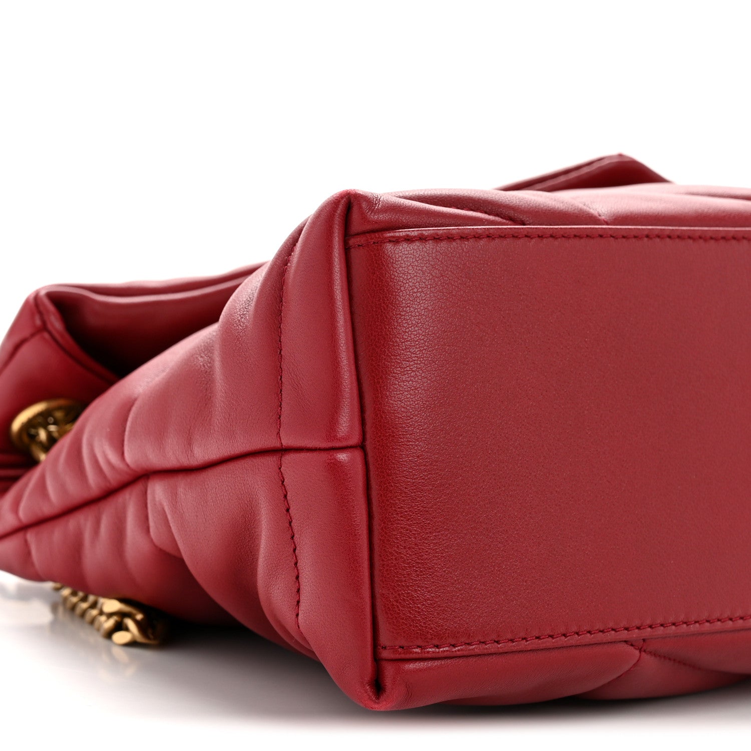 Saint Laurent Lambskin Quilted Small Loulou Puffer Monogram Chain Satchel Opyum Red 9 of 11