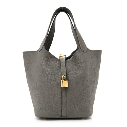 Hermes Taurillon Clemence Picotin Lock 22 MM Gris Meyer 1 of 12