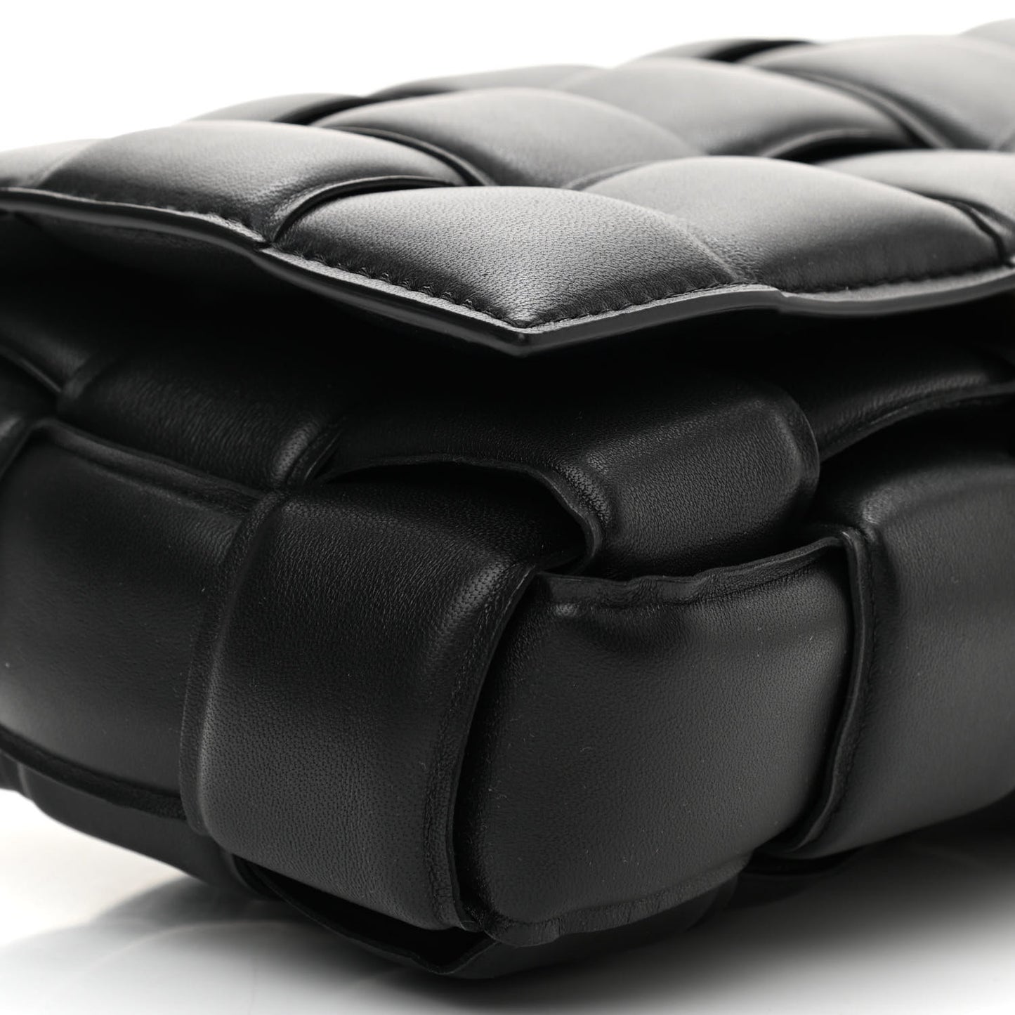 Nappa Maxi Intreccio Padded Cassette Crossbody Bag Black