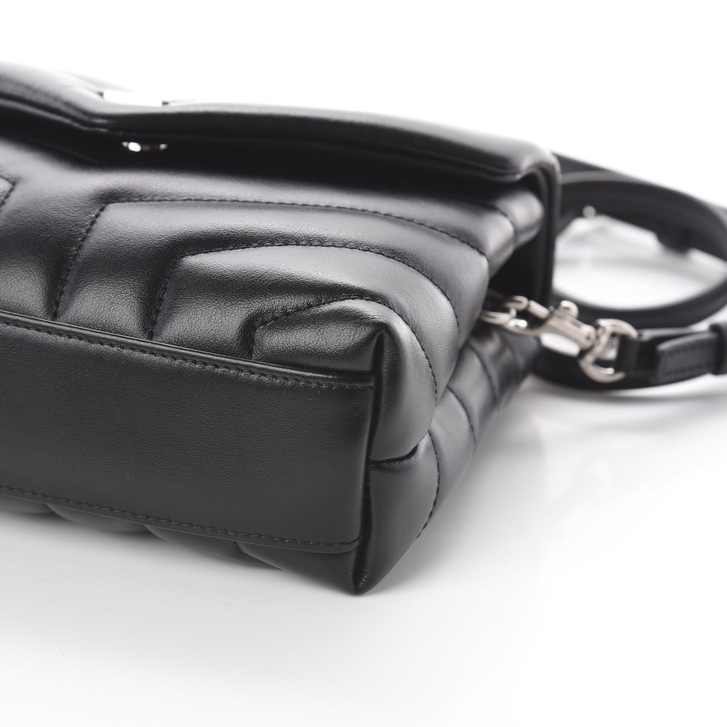 Calfskin Y Quilted Monogram Toy Loulou Crossbody Bag Black