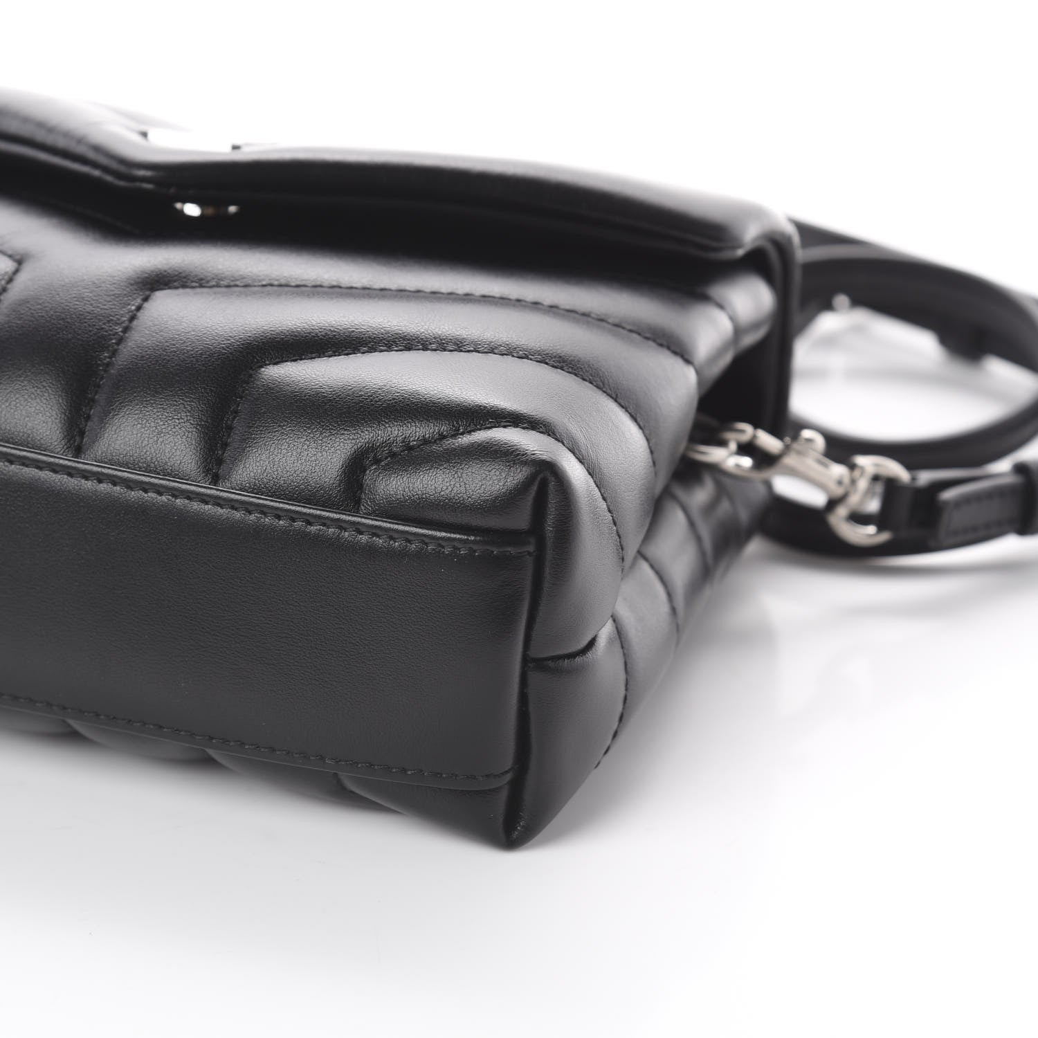 Saint Laurent Calfskin Y Quilted Monogram Toy Loulou Crossbody Bag Black 6 of 8