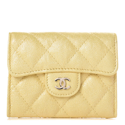 Chanel Iridescent Caviar Quilted Card Holder Wallet Yellow 1 of 9