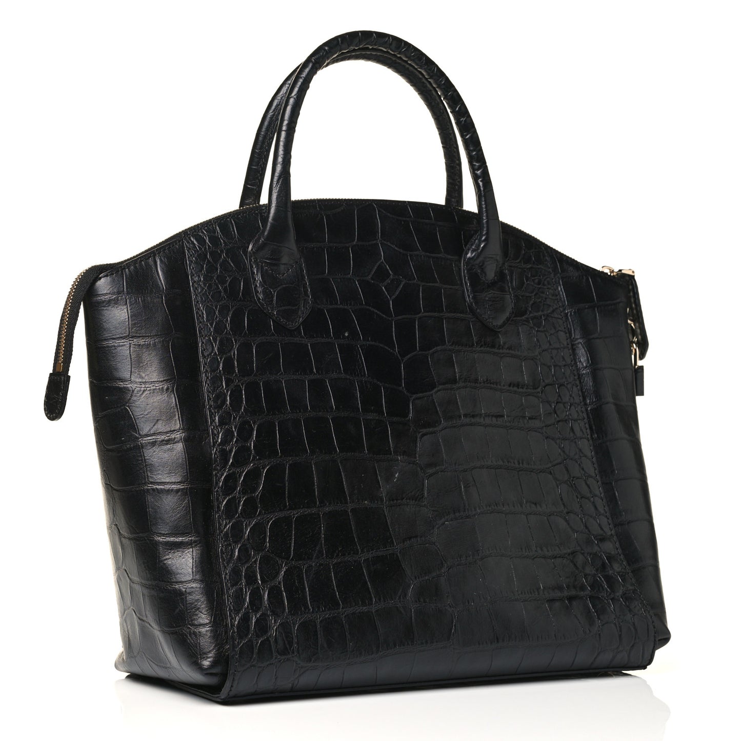 Calfskin Crocodile Embossed Tote Black
