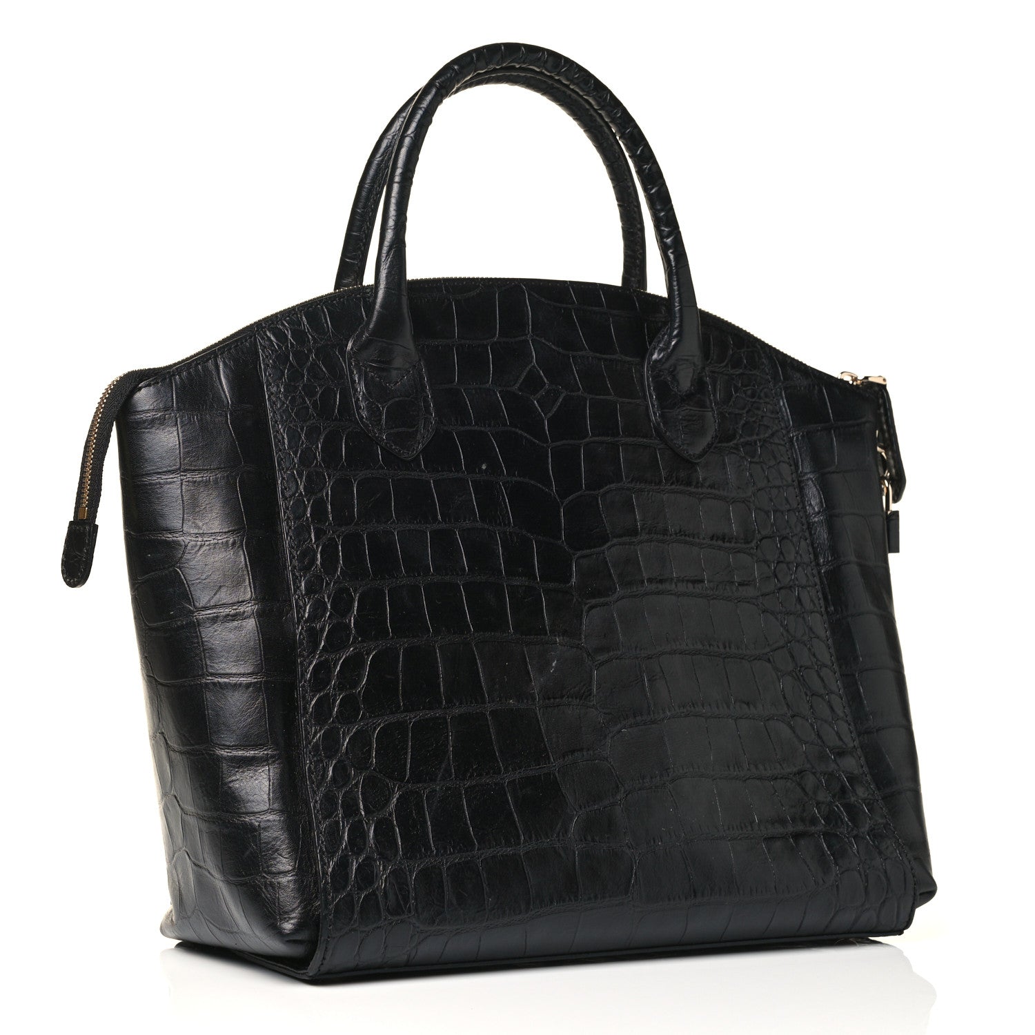 MCM Calfskin Crocodile Embossed Tote Black 2 of 4