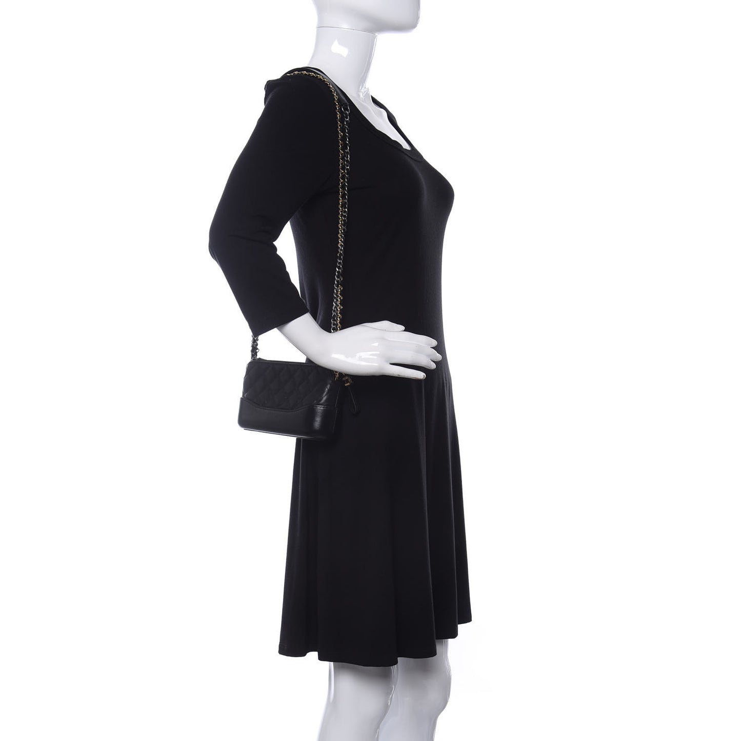 Aged Calfskin Quilted Small Gabrielle Clutch With Chain Black