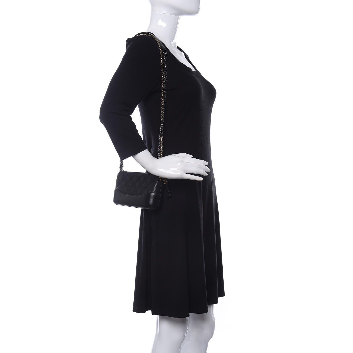 Chanel Aged Calfskin Quilted Small Gabrielle Clutch With Chain Black 2 of 12
