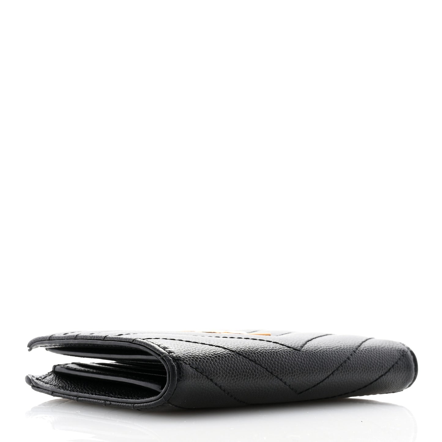 Grain De Poudre Matelasse Chevron Monogram Zipped Two-Part Wallet Black