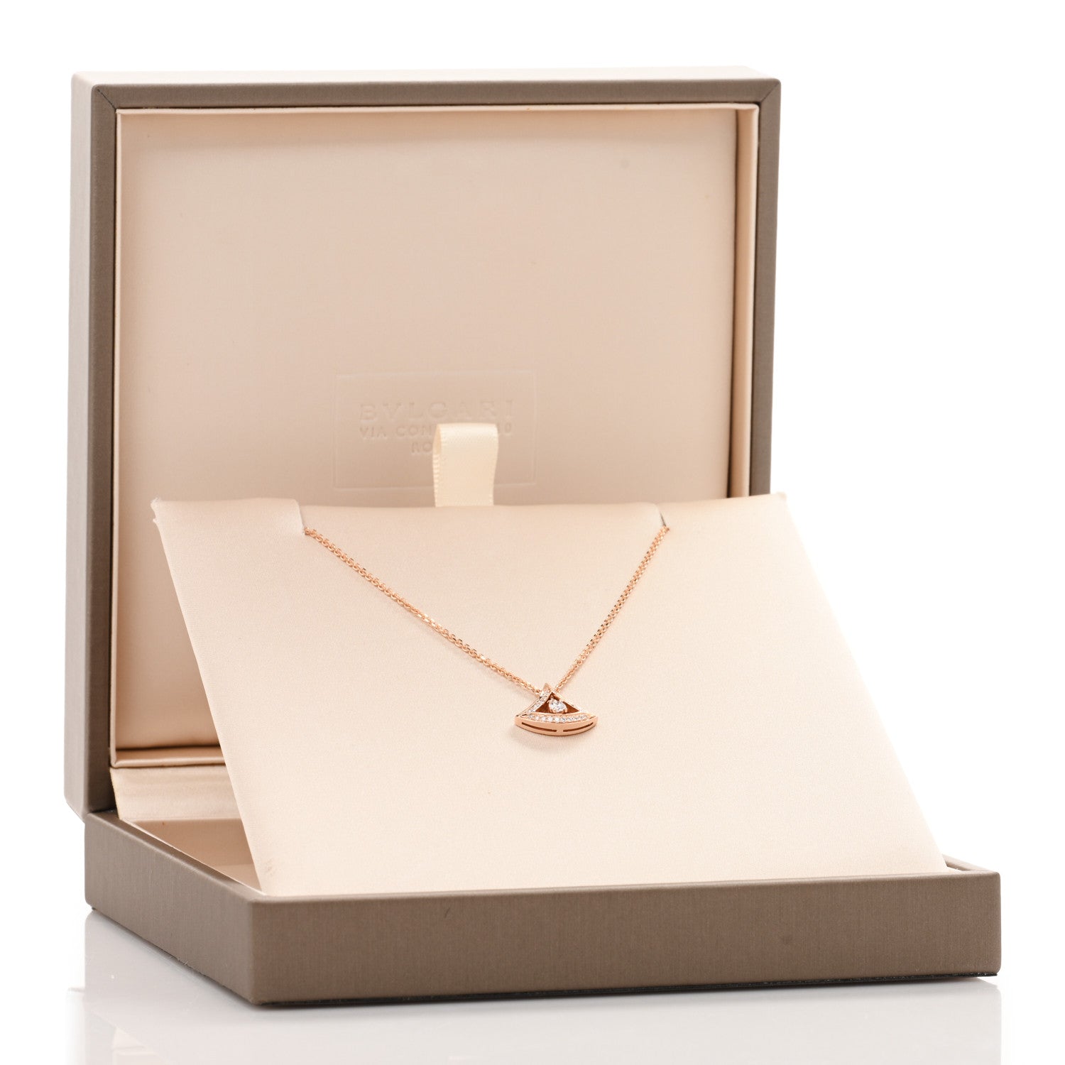 Bulgari 18K Rose Gold Diamond Divas' Dream Openwork Pave Pendant Necklace 4 of 4