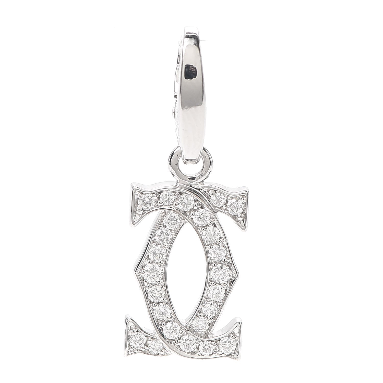Cartier 18K White Gold Diamond Logo Charm 1 of 4