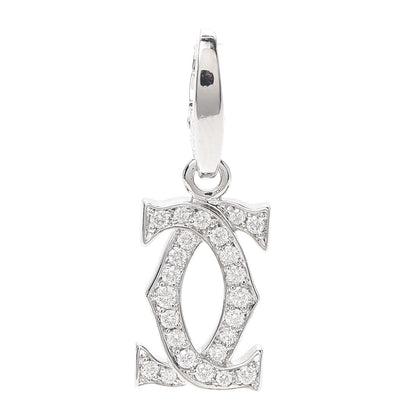 Cartier 18K White Gold Diamond Logo Charm 1 of 4