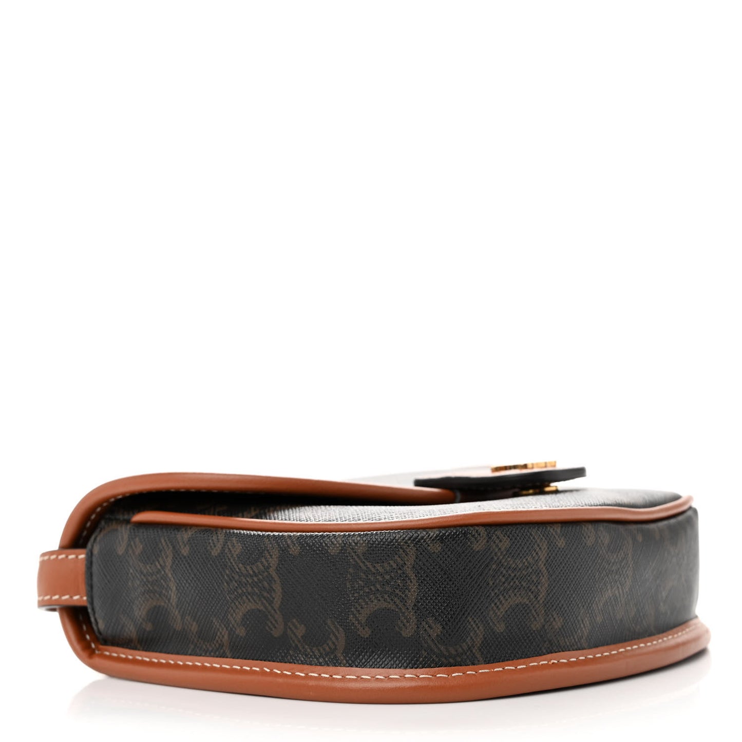 Canvas Calfskin Triomphe Mini Besace Tan