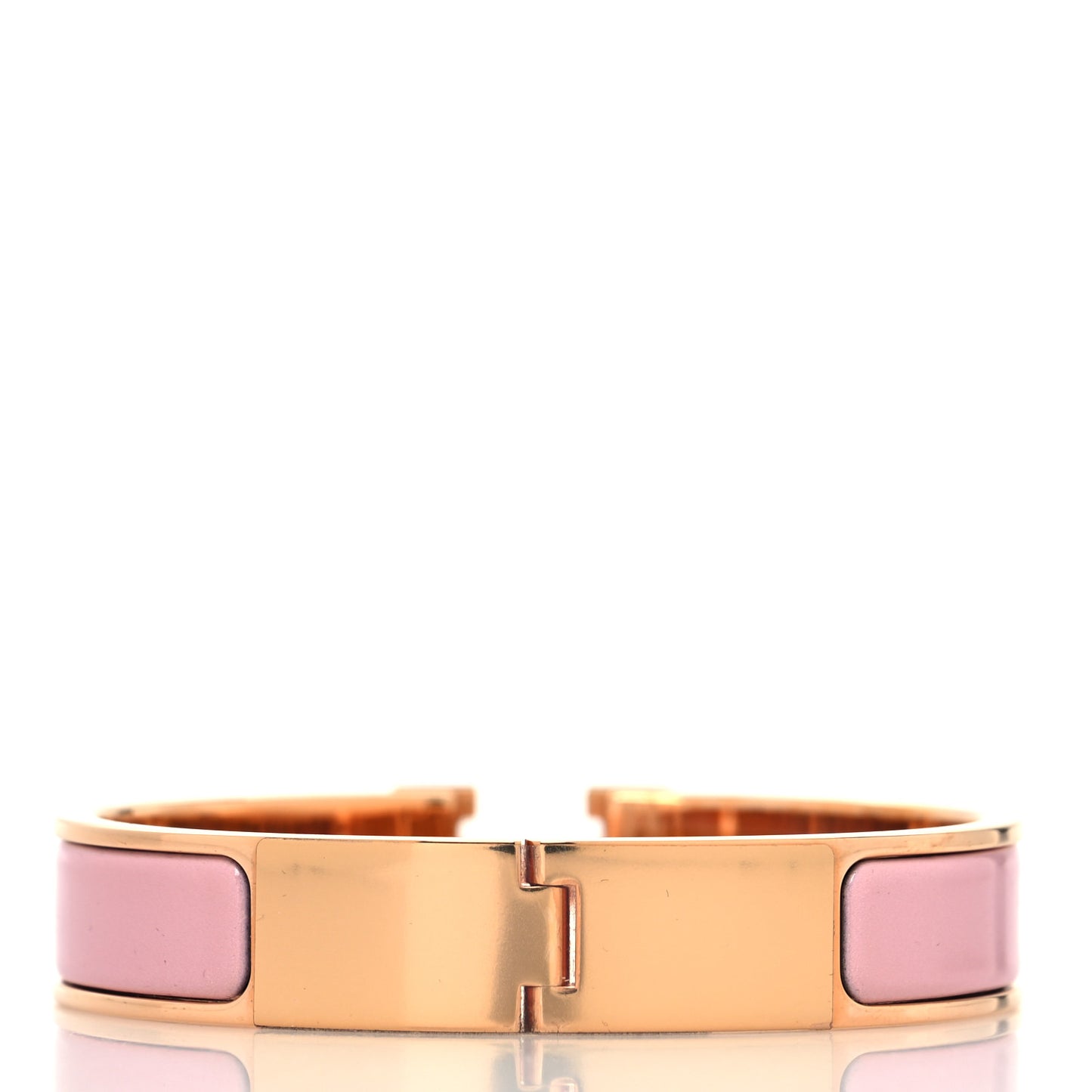 Enamel Narrow Clic Clac H Bracelet GM Bois De Rose