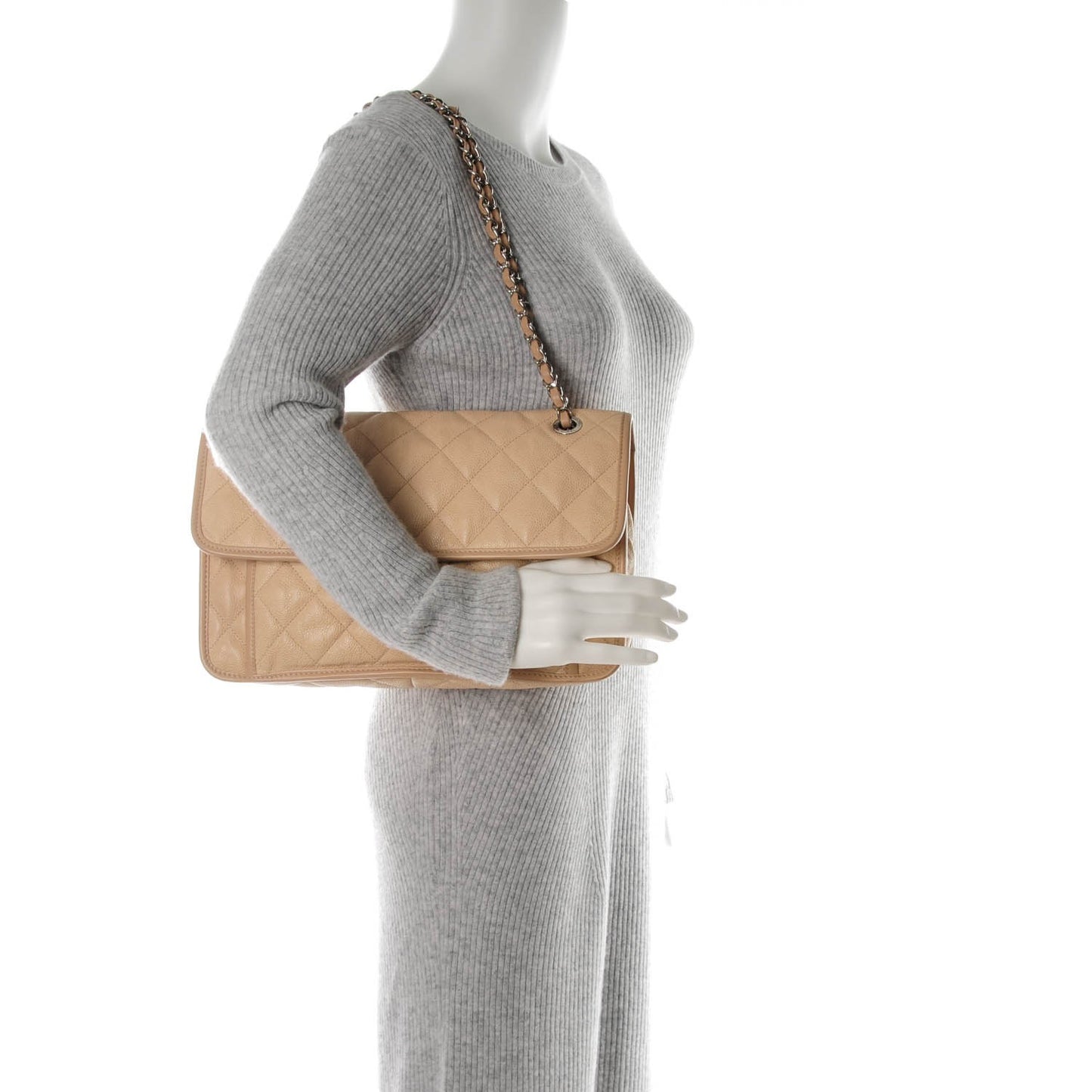 Caviar French Riviera Large Flap Beige