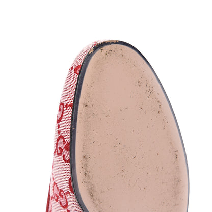 Gucci Canvas GG Monogram Horsebit Womens Princetown Slippers 36 Gardenia Hibiscus Red 10 of 11