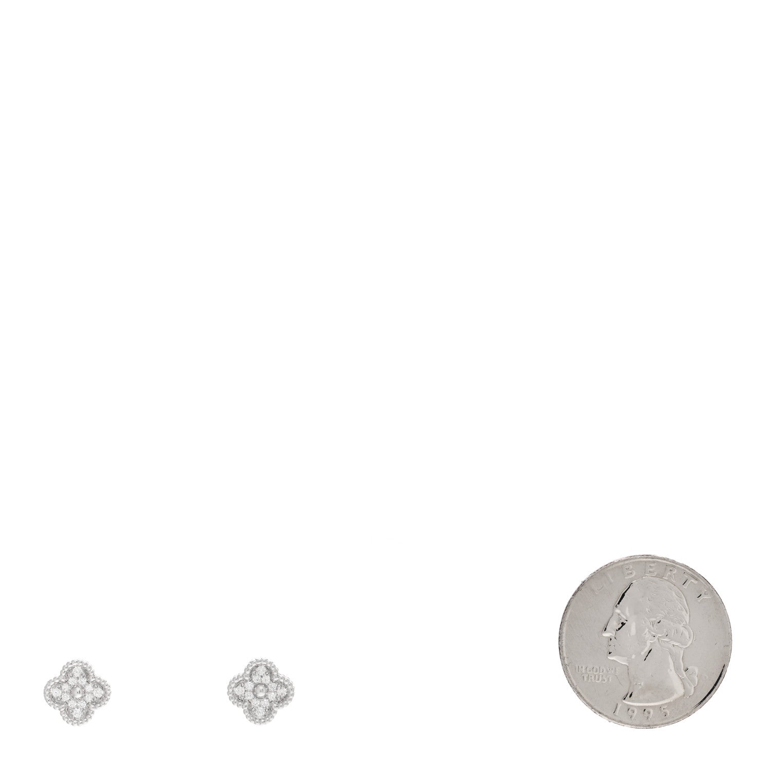 Van Cleef & Arpels 18K White Gold Diamond Sweet Alhambra Earrings 2 of 5
