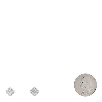 Van Cleef & Arpels 18K White Gold Diamond Sweet Alhambra Earrings 2 of 5