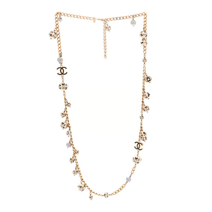 Chanel Enamel Pearl CC Camellia Long Necklace Gold Black 3 of 4