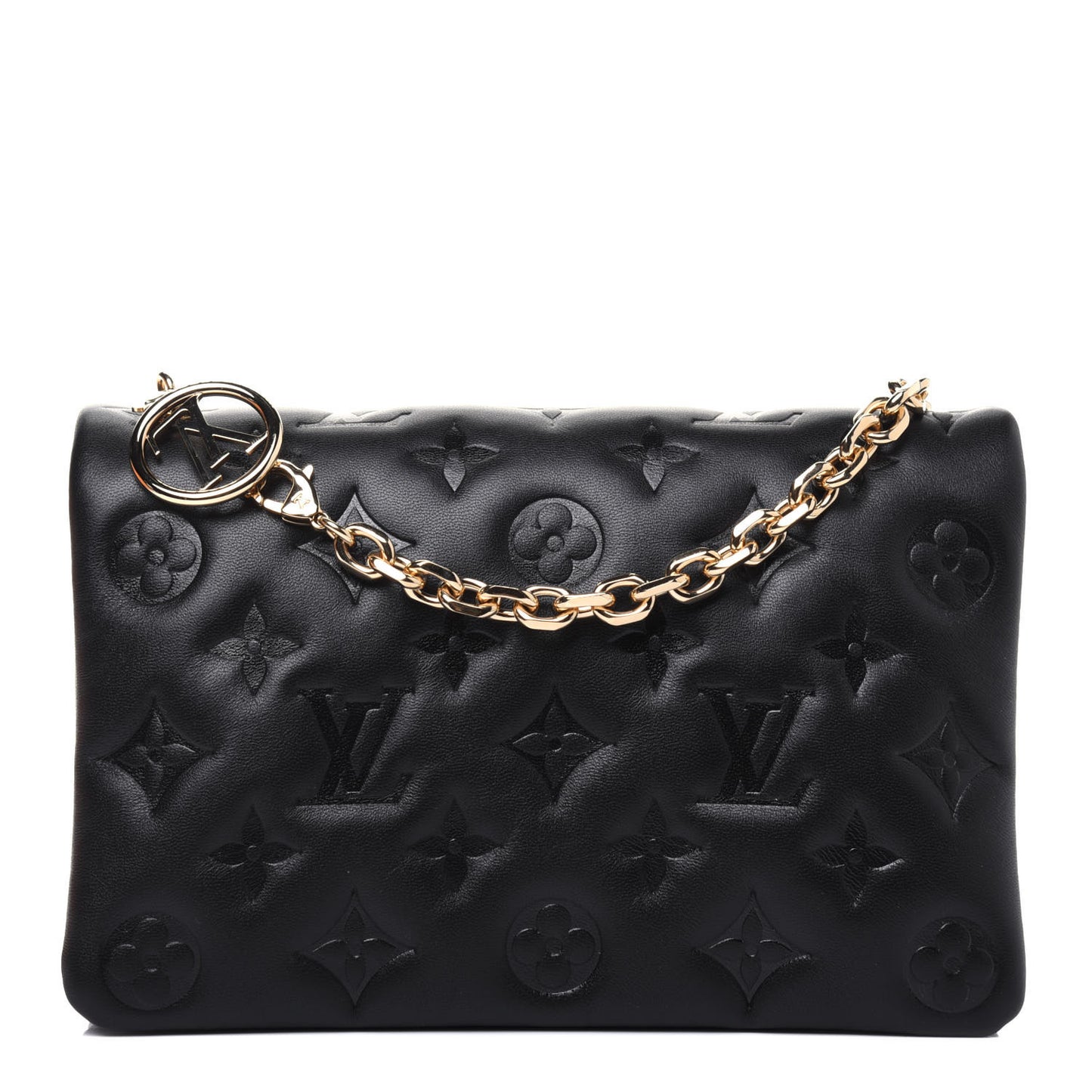 Lambskin Embossed Monogram Pochette Coussin Black