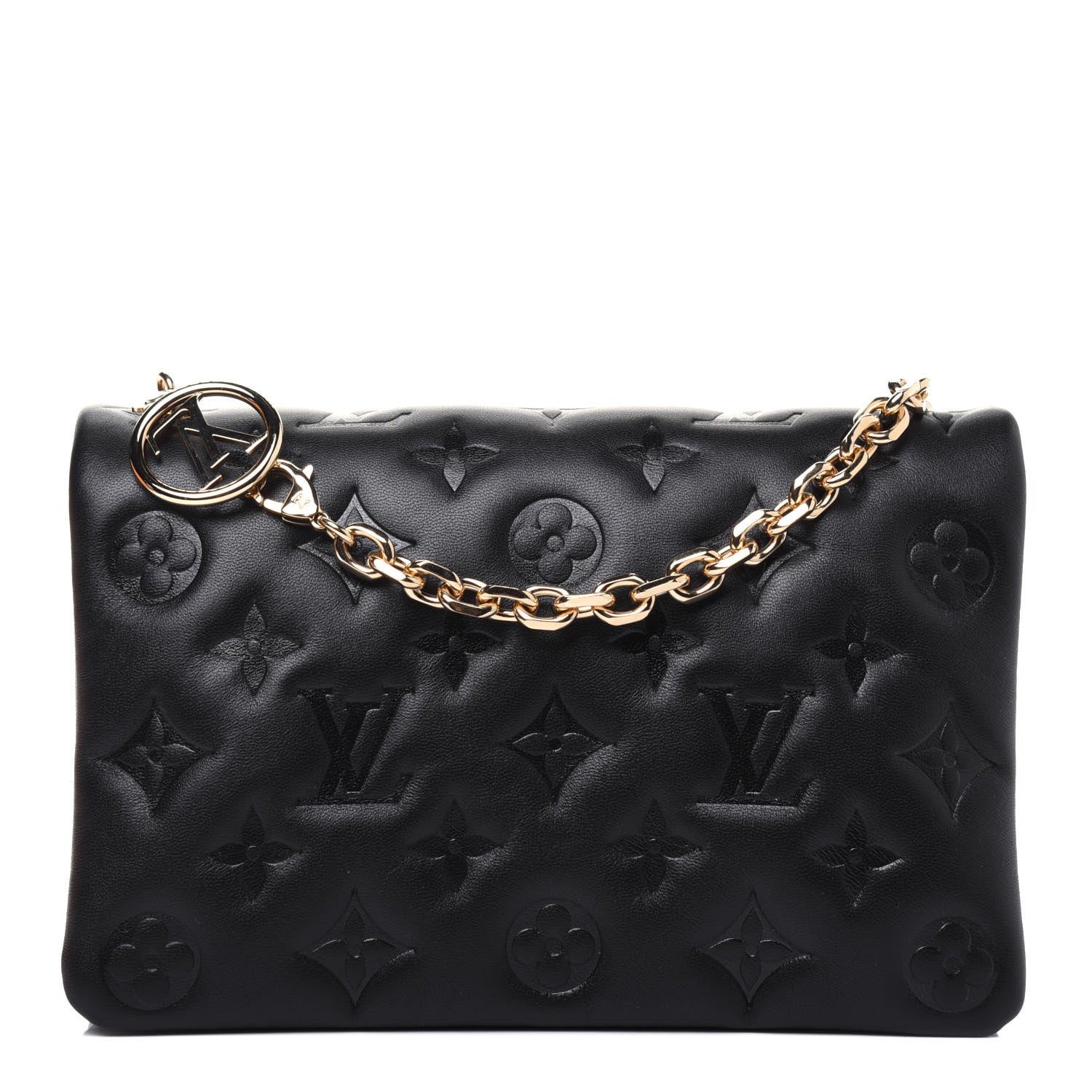 Louis Vuitton Lambskin Embossed Monogram Pochette Coussin Black 1 of 9